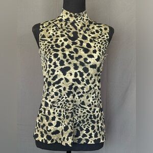 Women's leopard mock neck tank y2k